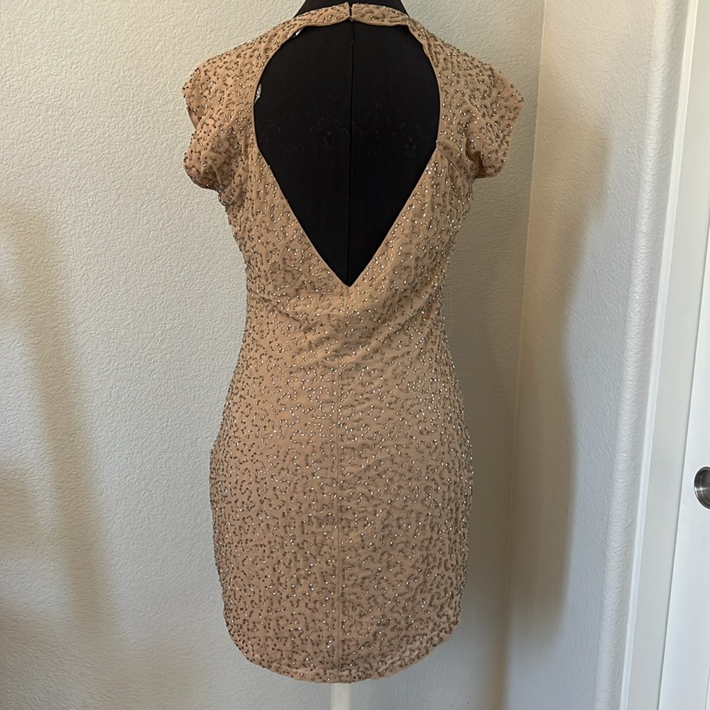 Bebe Beaded Open Back Dress Size Medium New With Tags - Picture 3 of 11